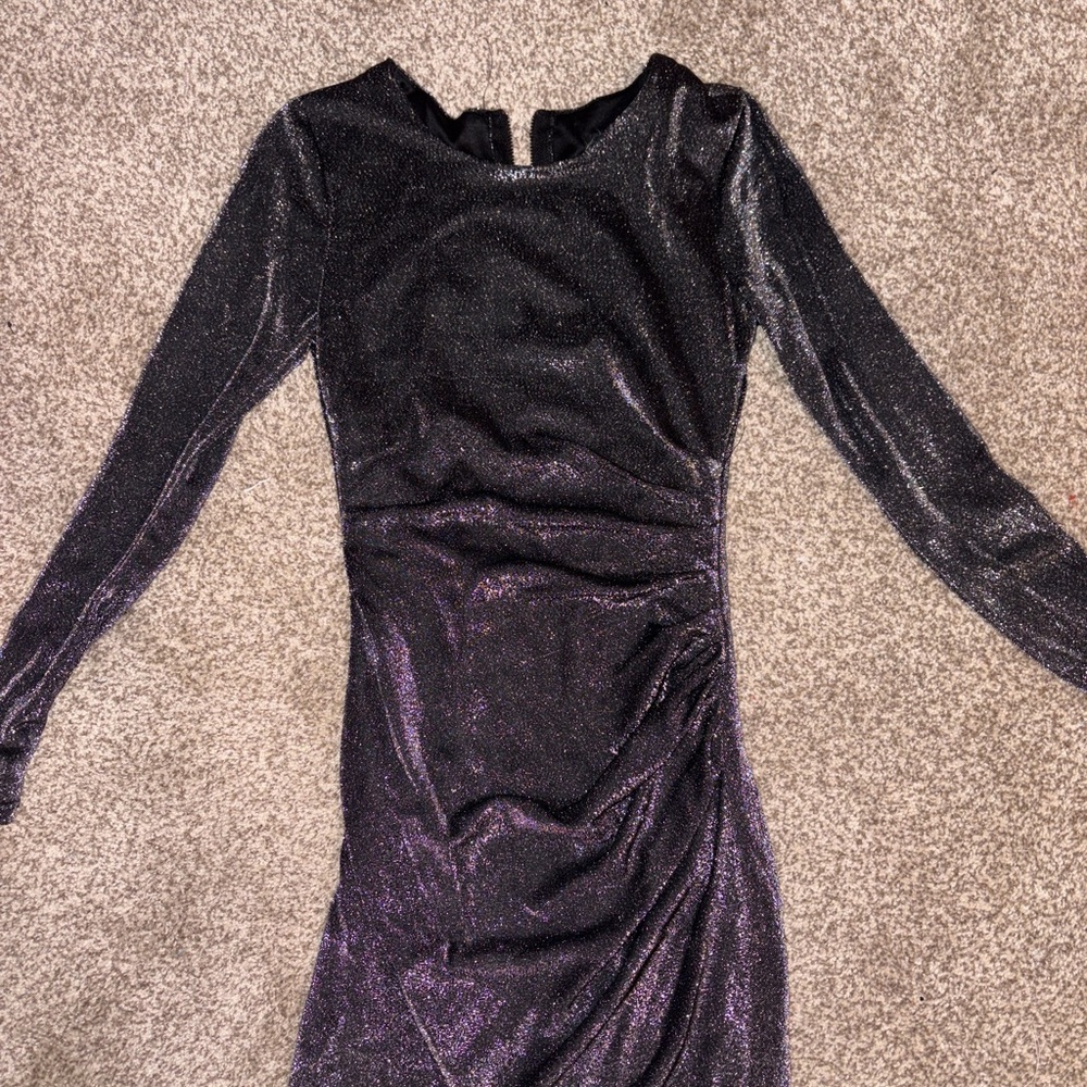 B. Smart Shimmering Black Long Sleeve Dress